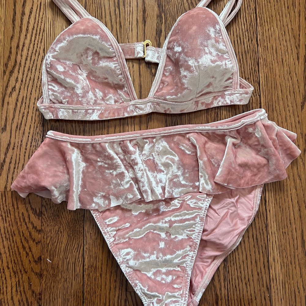 Pink Velvet Bikini Set